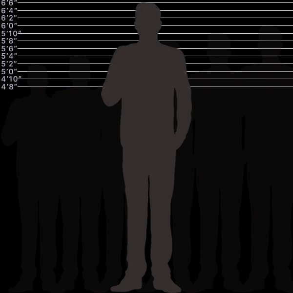 Image showing human height of 200 centimeters with sizes label and comparison